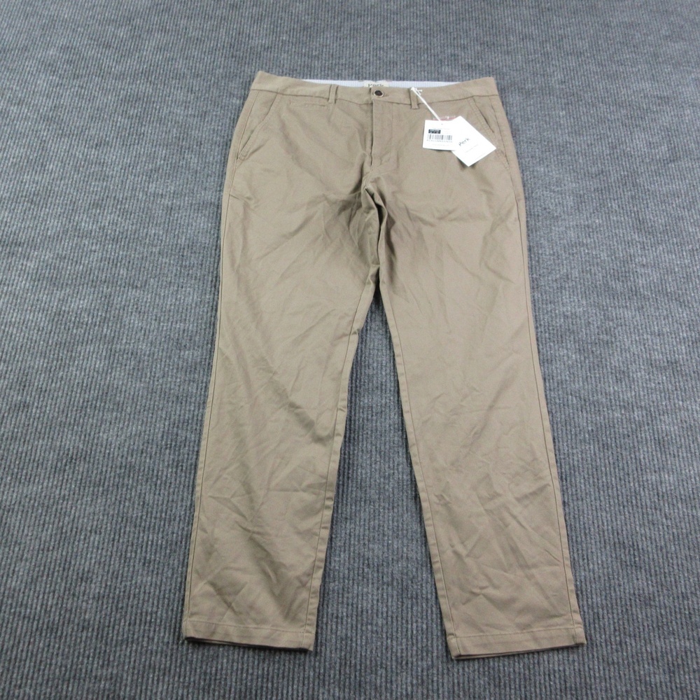 Perk Pants Mens 36x30 Brown Feel Good Chinos Slim Stretch Flat Front 36x29.5 NWT
